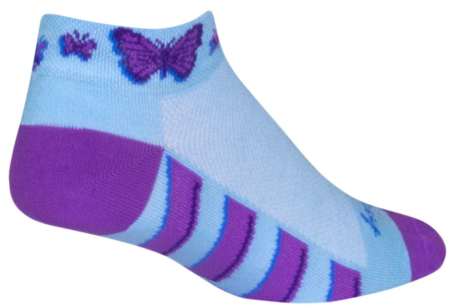 Calcetines clásicos Flutterby de SockGuy - 2,5 cm, azul claro, talla pequeña/mediana