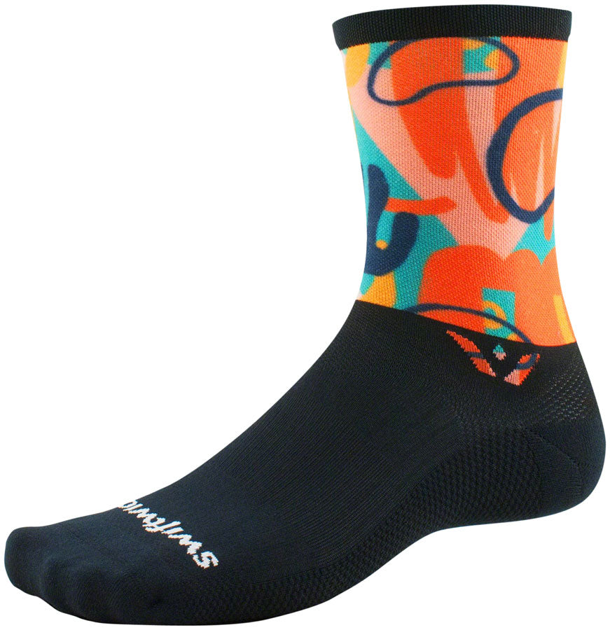 Calcetines Swiftwick Vision Six Impression - Doodle extragrande de 15 cm