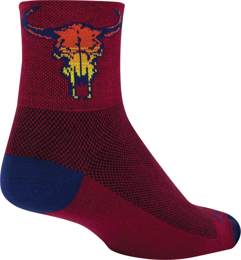 Calcetines clásicos de calavera del desierto SockGuy - Rojos, 7,6 cm, talla pequeña/mediana