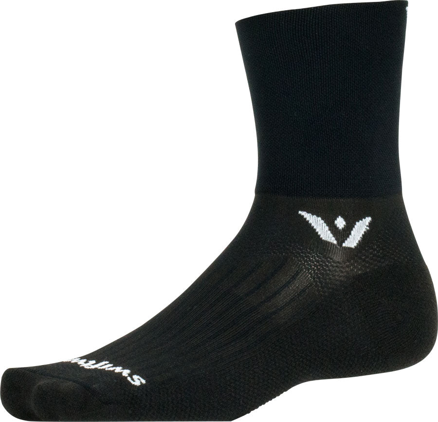 Calcetines Swiftwick Aspire Quarter Crew - 4" Negro Pequeño