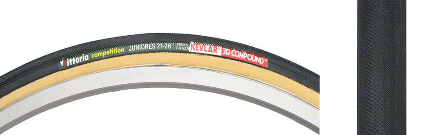 Neumático Vittoria Juniores - 650c x 21 Tubular Plegable Negro/Bronceado