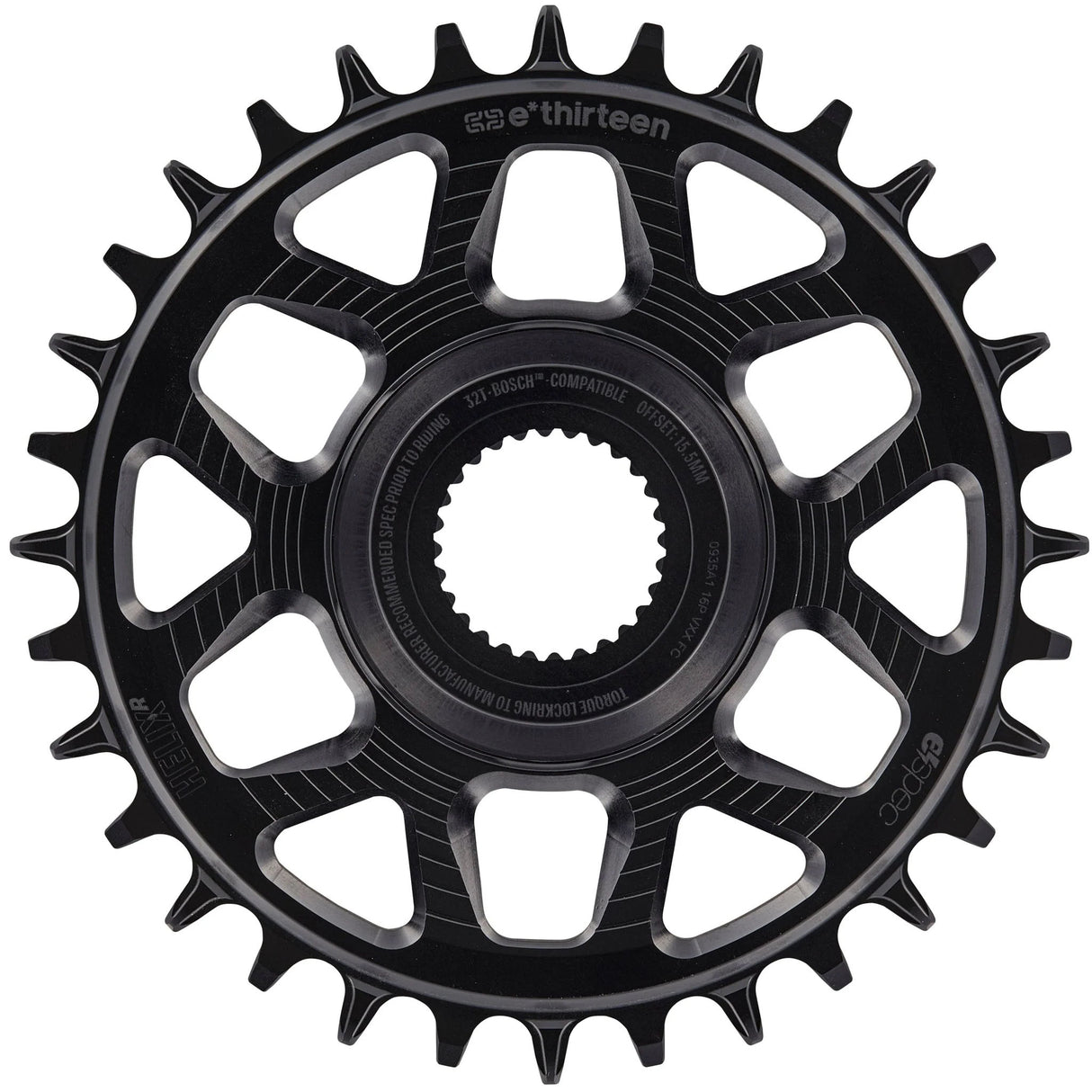 e*thirteen Helix Race e*spec Chainring - Bosch Gen4 Direct Mount 13mm Offset 32T 11/12 Speed BLK