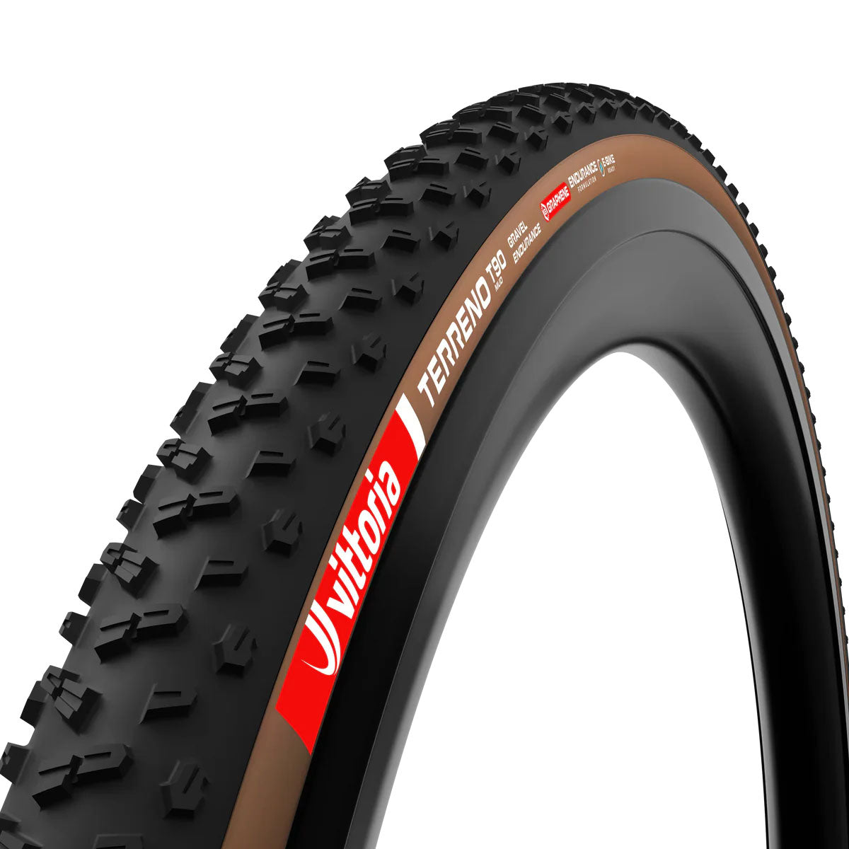 Neumático para barro Vittoria Terreno T90 - 700 x 45, plegable, sin cámara, negro/marrón, para grava, resistencia, grafeno G2.0