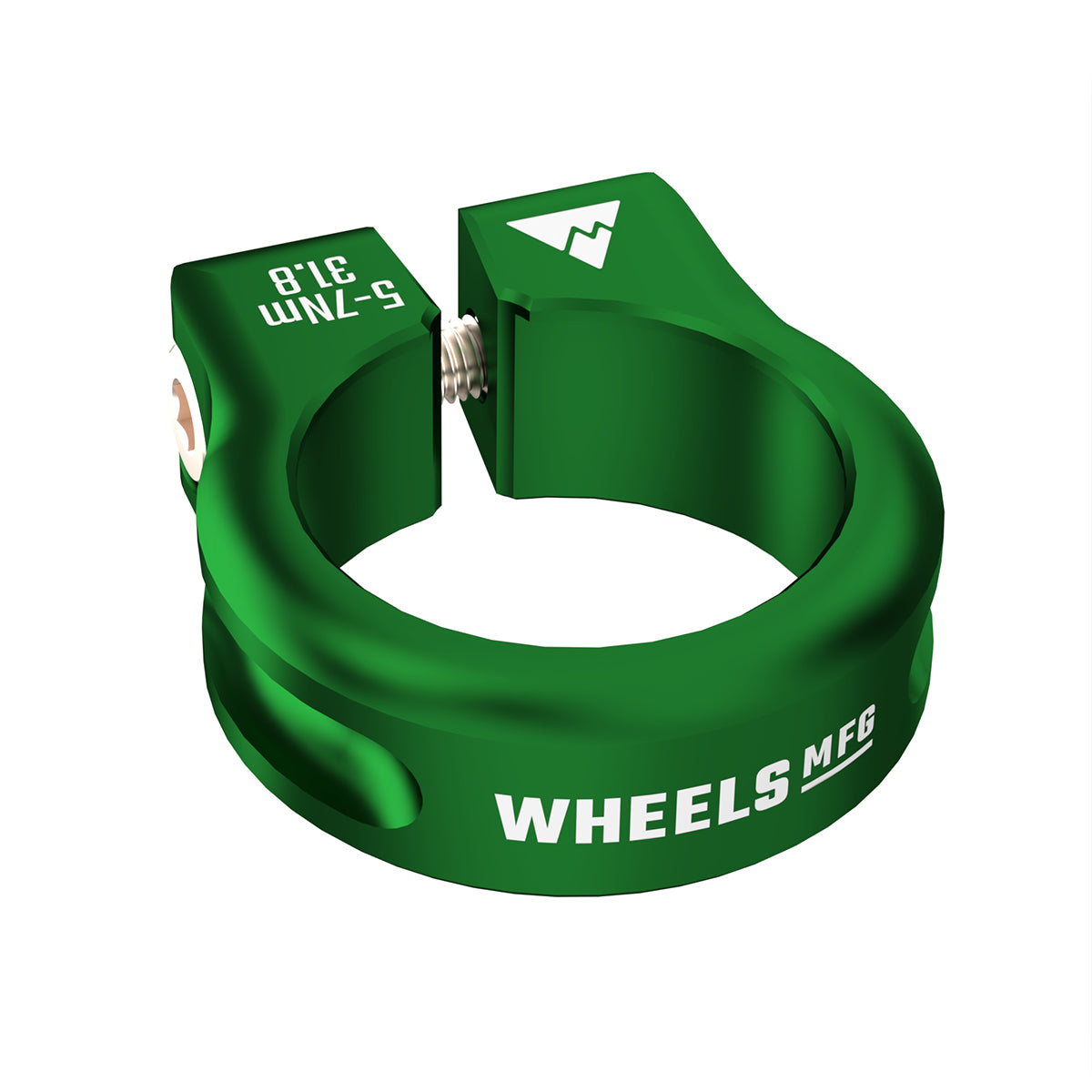Abrazadera de tija de sillín atornillable Wheels Mfg de 31,8 mm, color verde