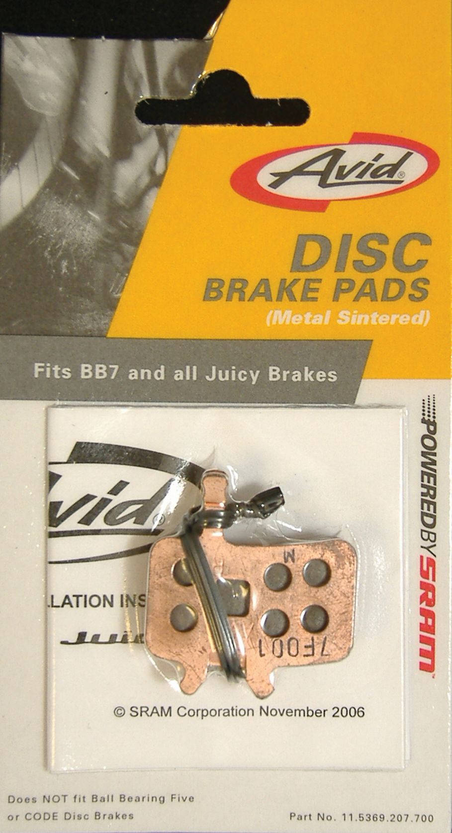 Pastillas de freno de disco Avid: compuesto sinterizado con respaldo de acero, potentes para una Juicy BB7