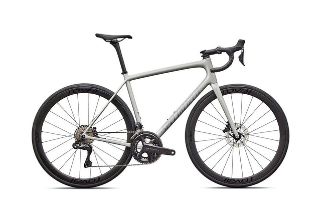 2026 Specialized Aethos Expert Di2 Bike Gloss Dolomite Metallic / Blue Pearl Over Shadow Silver 54