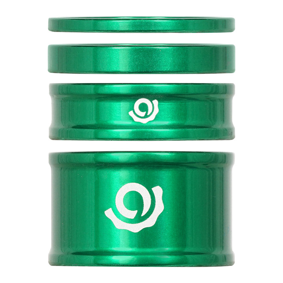 Kit de espaciadores para auriculares iRiX de Industry Nine (1-1/8") de altura (2,5 mm, 5 mm, 10 mm y 20 mm), aluminio verde