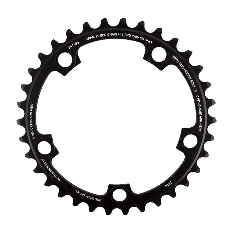 Plato SRAM YAW de 11 velocidades, 34 dientes, 110 mm BCD, color negro, para usar con 50 dientes