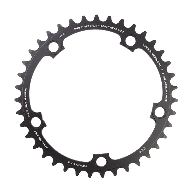 Plato SRAM YAW de 11 velocidades, 39 dientes, 130 mm BCD, color negro, para usar con 53 dientes