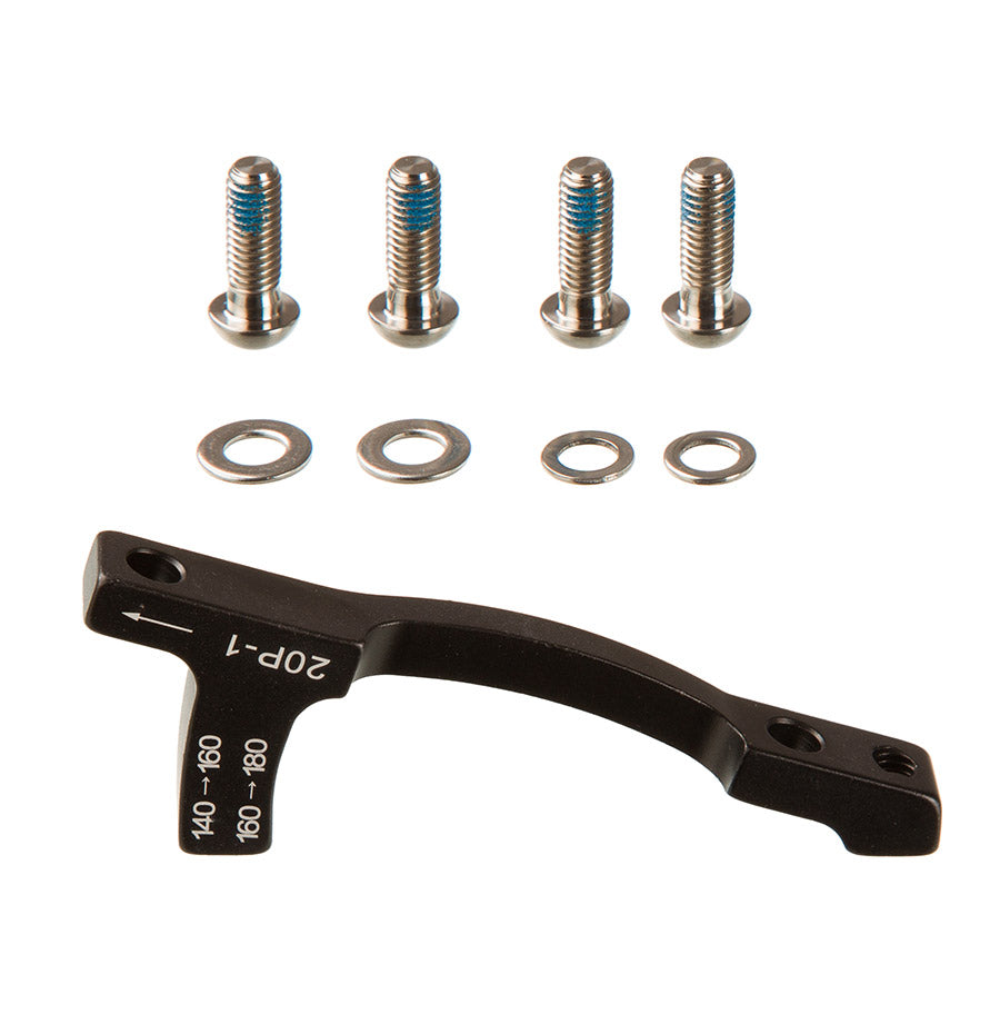 Adaptador de freno de disco SRAM Post Bracket 20 P 1 - Solo para rotores de 160 mm y 180 mm. Incluye pernos de titanio para el soporte.