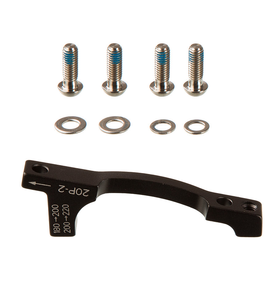 Adaptador de freno de disco SRAM Post Bracket 20 P 2 - Solo para rotores de 200 mm y 220 mm. Incluye pernos de titanio para el soporte.