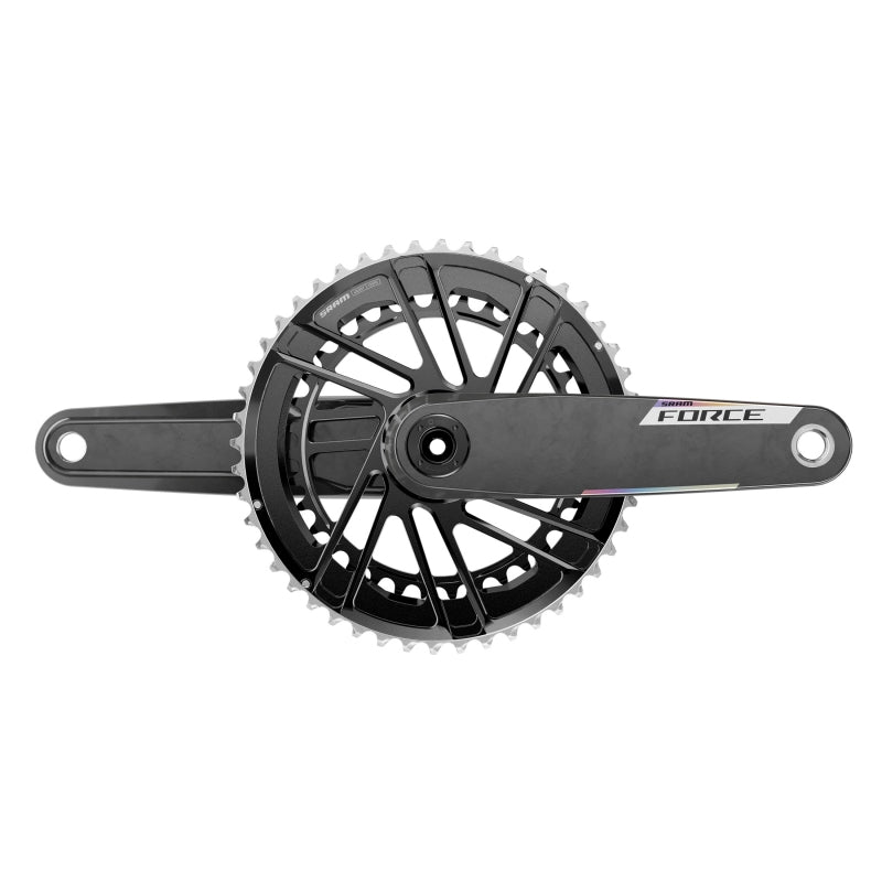 Juego de bielas SRAM Force 2x E1 Velocidad: 12 Eje: 28,99 mm BCD: Montaje directo SRAM 8 tornillos 50/37 DUB 175 mm Black Road