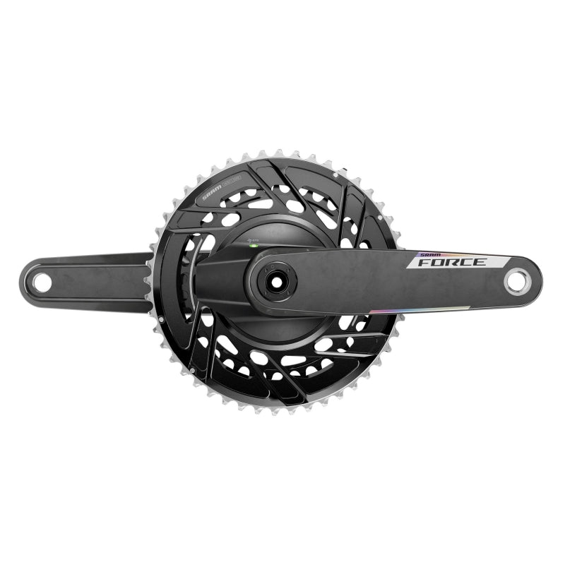 Juego de bielas y medidor de potencia SRAM Force 2x E1 Velocidad: 12 Eje: 28,99 mm BCD: Montaje de rosca 50/37 DUB 160 mm Black Road