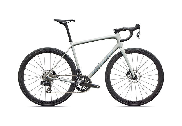 2026 Specialized Aethos Expert Axs Bike Gloss Dolomite Metallic / Blue Pearl Over Shadow Silver 49
