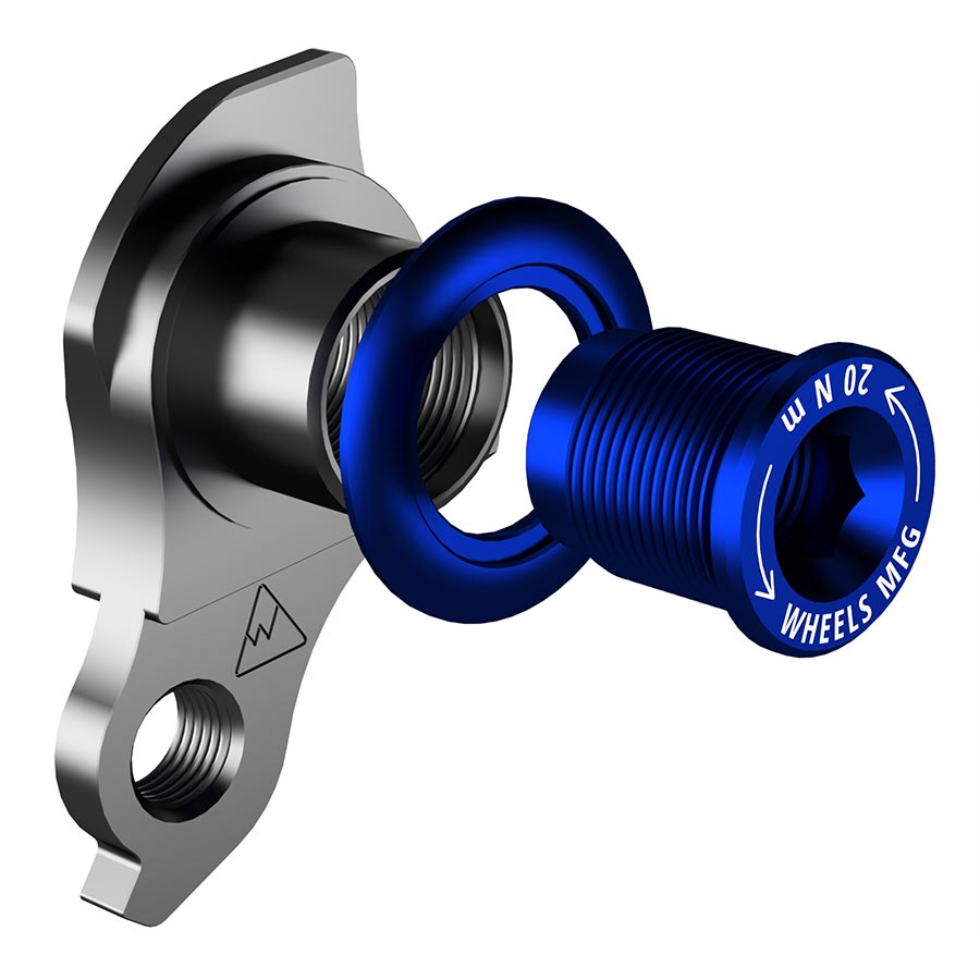 Patilla de cambio universal Wheels Manufacturing - 487-6 para cuadros Trek ABP MTB diseñados para aceptar SRAM UDH BLK/Blue