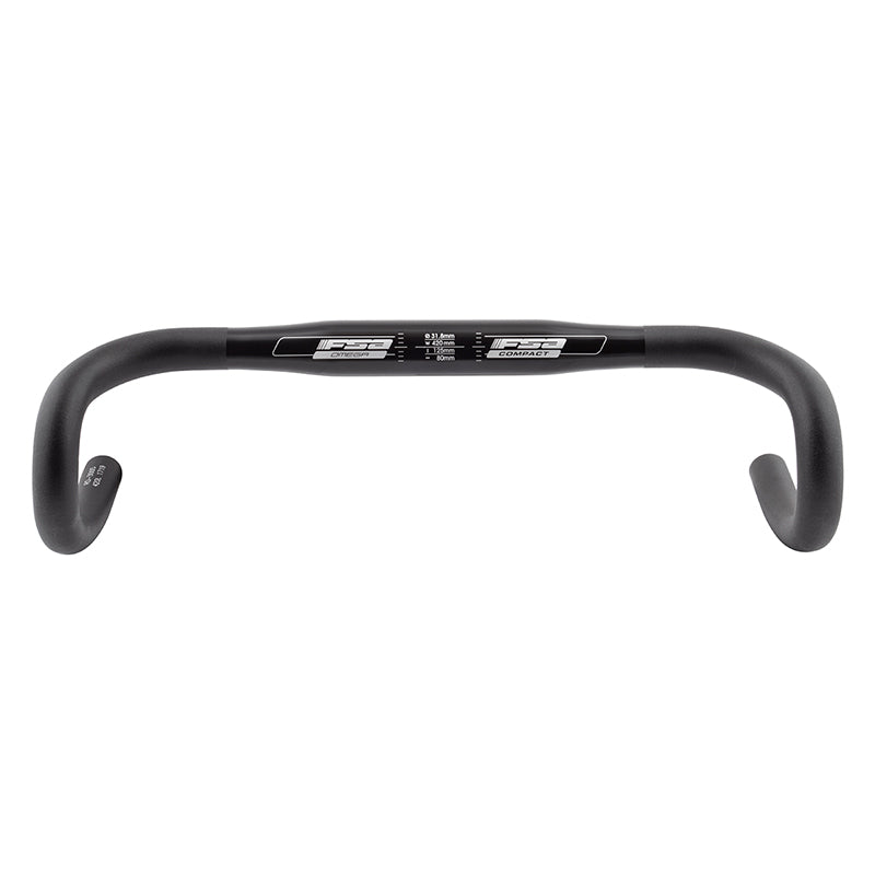 Manillar Omega Compact Drop de Full Speed ​​Ahead - Aluminio 31,8 mm 42 cm Negro