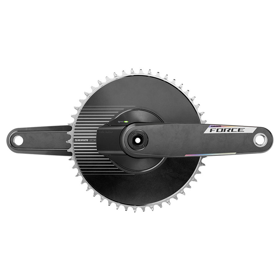 Juego de bielas y medidor de potencia SRAM Force 1x Aero Powermeter E1 Velocidad: 12/13 Eje: 28,99 mm BCD: Montaje directo SRAM 8 pernos 50 DUB 160 mm Black Road