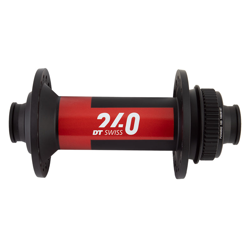 Buje delantero DT Swiss 240 - 15 x 110 mm, Center-Lock, negro/rojo, 32 agujeros