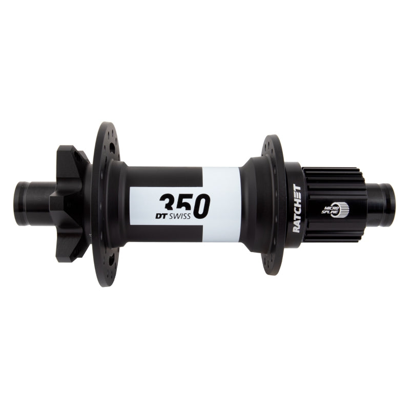 Buje trasero DT Swiss 350 - 12 x 157 mm, 6 tornillos, micro estrías, negro, 32 agujeros, 36 puntos