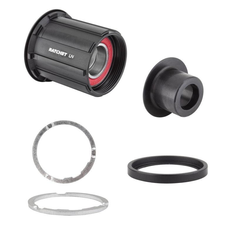 Cuerpo de buje libre DT Swiss Ratchet LN - Kit de rodamientos sellados de aluminio estándar Shimano HG 11 MTN con tapa de extremo de 12 x 142/148 mm