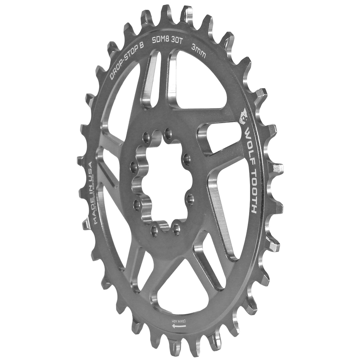 Wolf Tooth Components 8-Bolt Direct Mount Ring (3mm Offset) 30T Silver