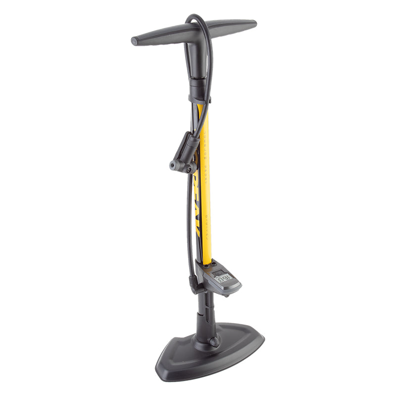 Bomba de pie digital Topeak JoeBlow Sport - Manómetro digital de 160 psi/11 bar TwinHead DX5 BLK/YLW