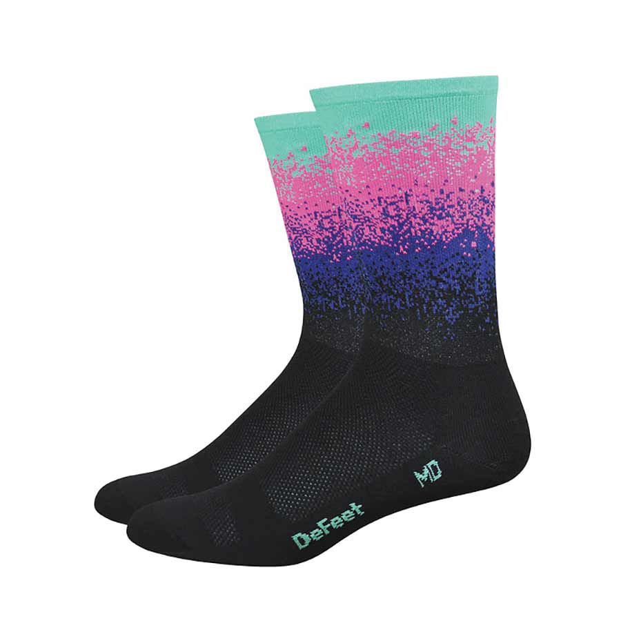 Calcetines DeFeet Aireator de 6" Negro/Celeste XL
