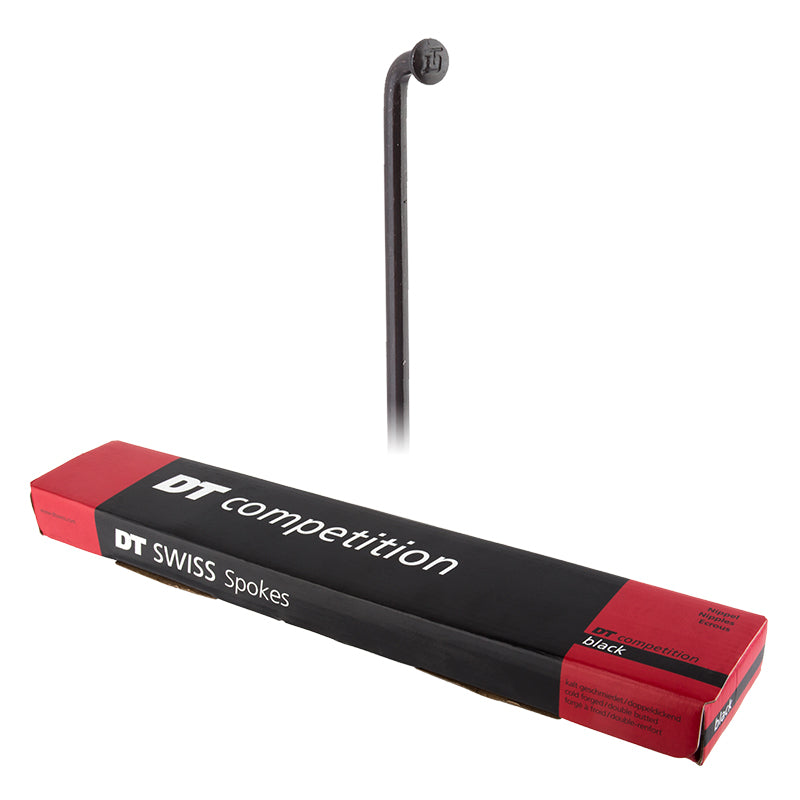 Radios de competición DT Swiss: 2,0/1,8/2,0 mm, 259 mm, curva en J, color negro, caja de 100 unidades