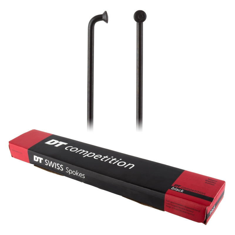 Radios de competición DT Swiss: 2,0/1,8/2,0 mm, 293 mm, curva en J, color negro, caja de 100 unidades