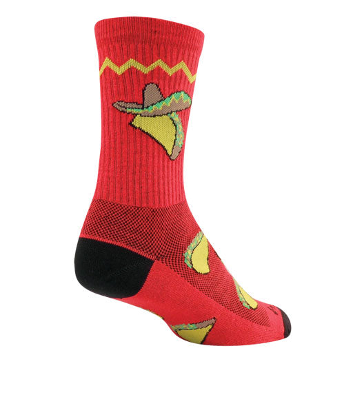 Calcetines de taco SockGuy Crew - Rojos, 6" (Grande/Extragrande)