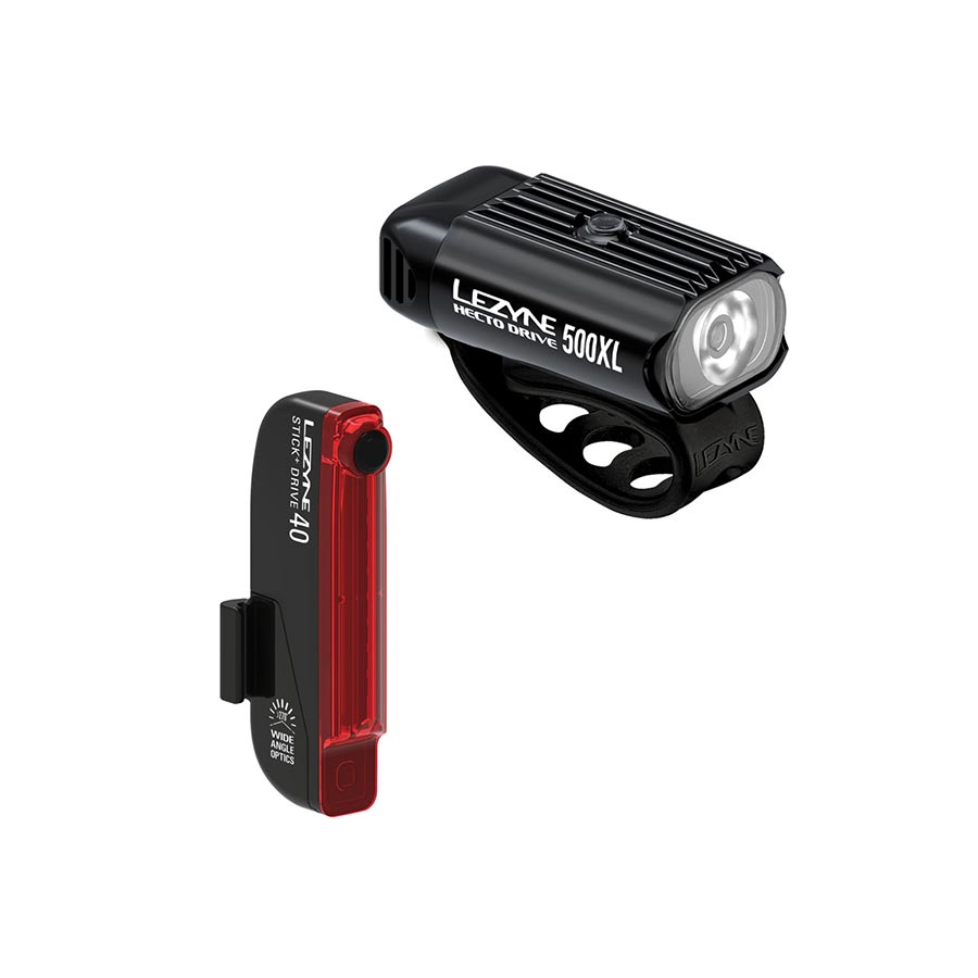 Juego de luces delanteras y traseras Lezyne Hecto Drive 500XL / Stick+ Drive, color negro