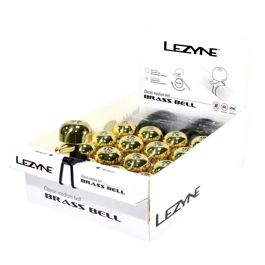Campana clásica de latón Lezyne, latón/negro, tamaño mediano, 14 piezas
