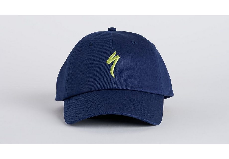Gorra de papá Specialized de 6 paneles con logotipo S en azul marino intenso OSFA
