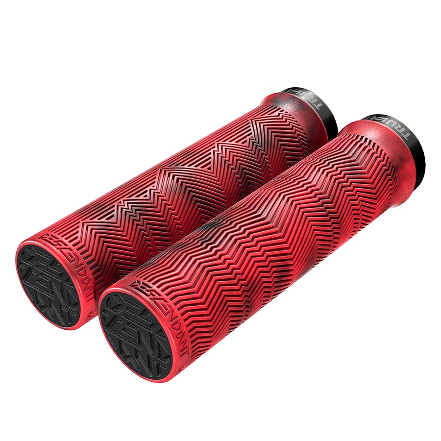 Puños de bloqueo individuales Truvativ Descendant de 133 mm, color rojo/rojo sangre, par