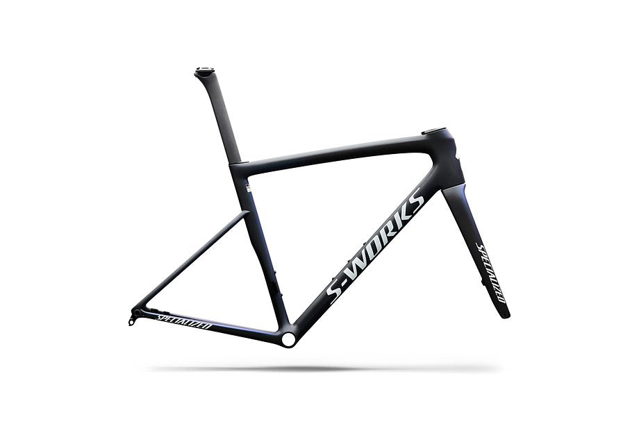 Specialized Tarmac Sl8 S-Works Frmset Satin Carbon / Cyan To Blue Viavi Pearl Front Edge Fade / Metallic White Silver 49