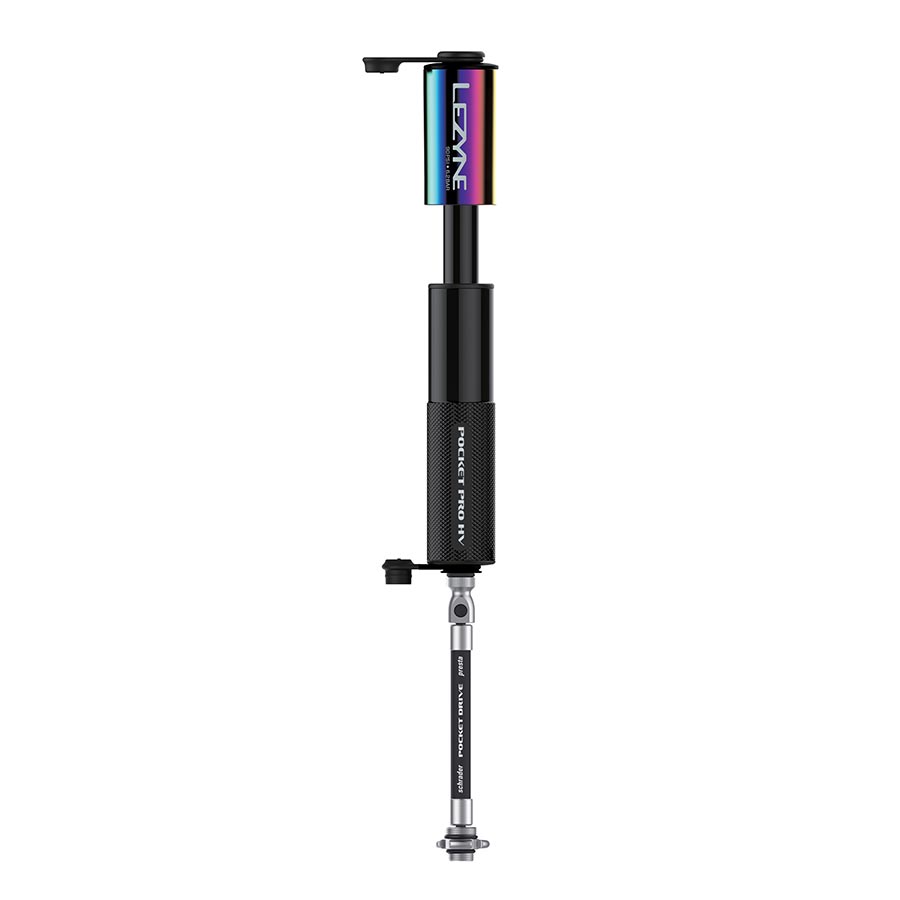 Minibomba Lezyne Pocket Drive Pro HV - Aluminio, 90 psi, Presta/Schrader, con soporte Neo/BLK