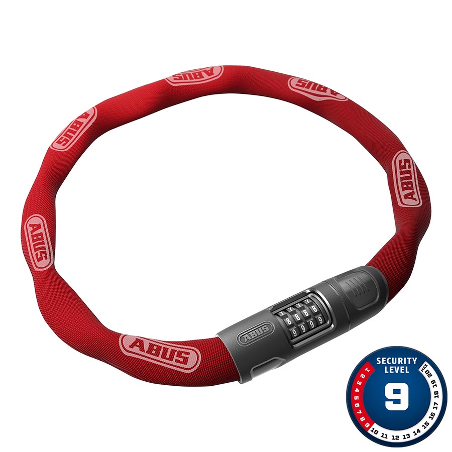 Candado de cadena Abus 8808C con combinación de 8 mm y 85 cm, color rojo