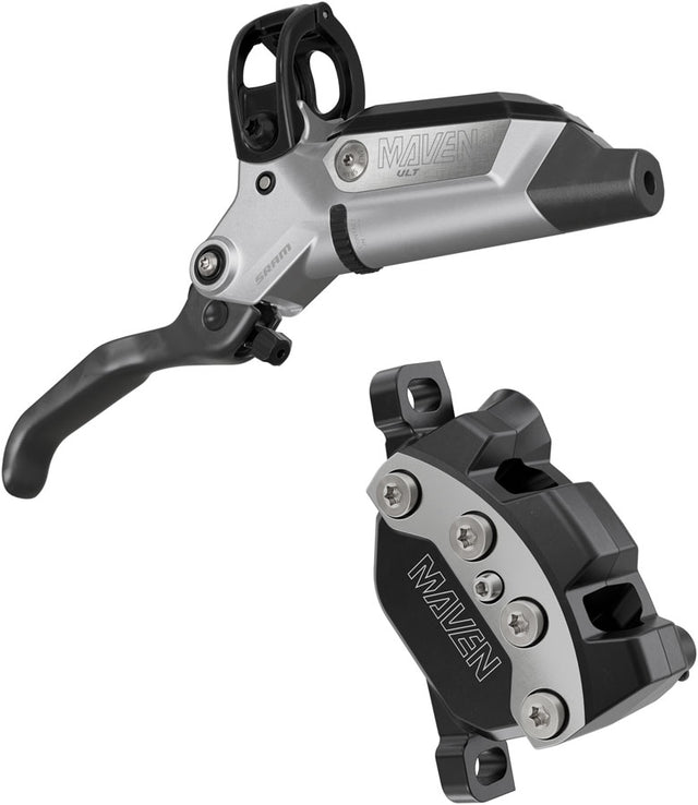 SRAM Maven Ultimate Disc Brake Lever - Front Post Mount 950mm Hose 4-Piston Carbon Lever Blade Ti Hardware Silver/BLK B1