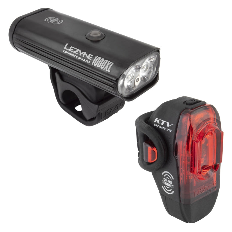 Juego de luces delanteras y traseras inteligentes Lezyne Connect Smart 1000XL/KTV Pro - Negro