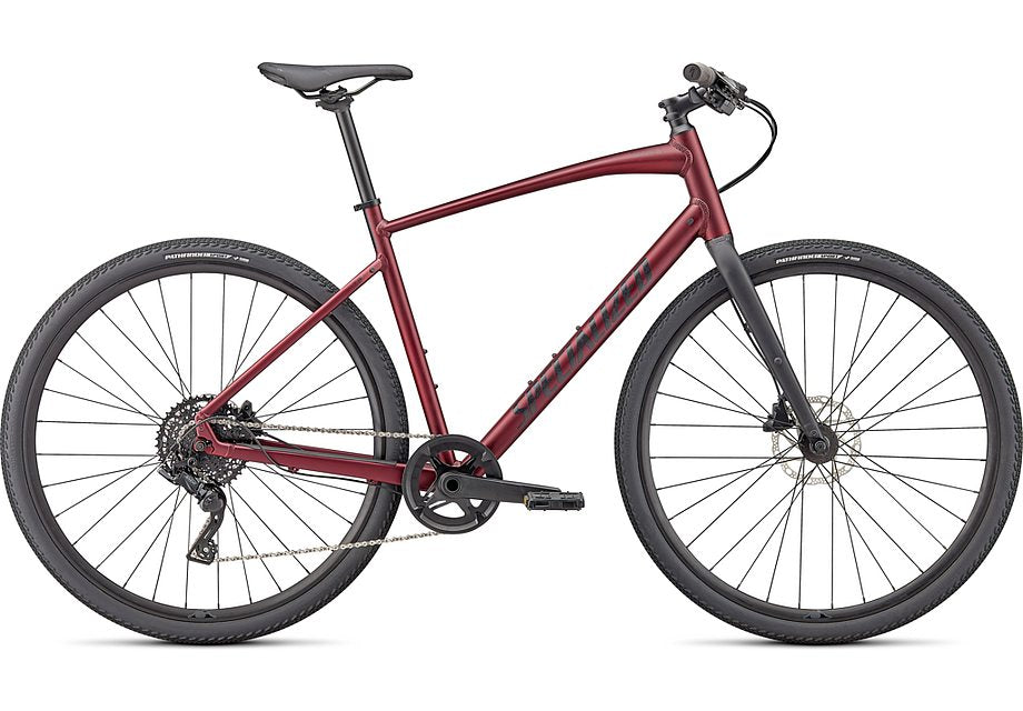 Bicicleta Specialized Sirrus X 3.0 2023, color granate satinado, negro y negro satinado reflectante, talla XXS