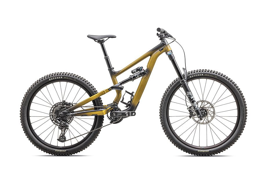 Bicicleta Specialized Status 170 2 Zero 2025, color dorado satinado, obsidiana y blanco duna s0