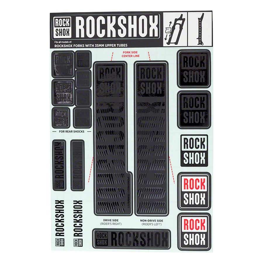 Kit de calcomanías para horquilla RockShox - 35 mm Stealth Black