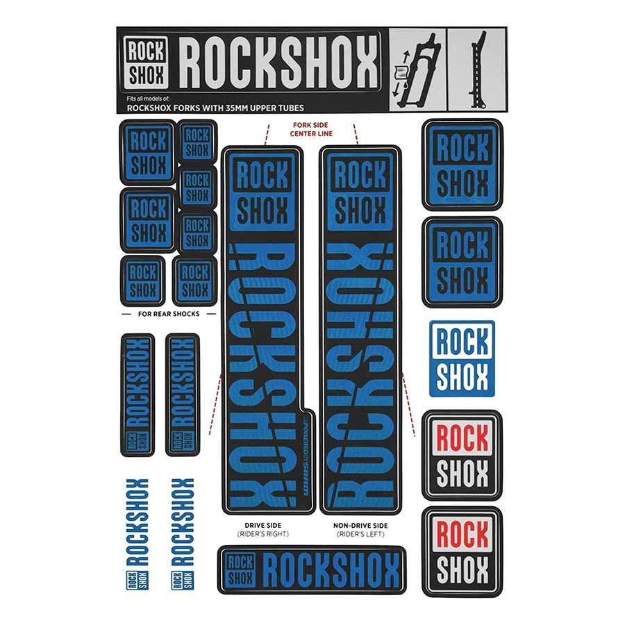Kit de calcomanías para horquilla RockShox - 35 mm Azul