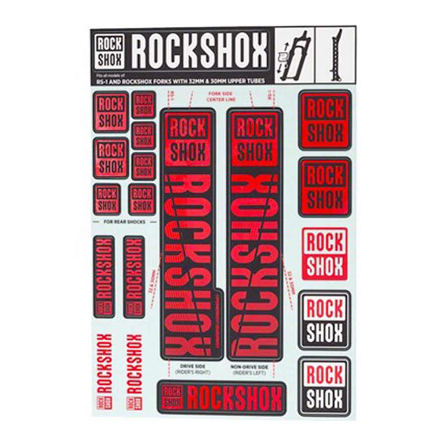 Kit de calcomanías para horquilla RockShox - 30/32 mm/RS1 rojo