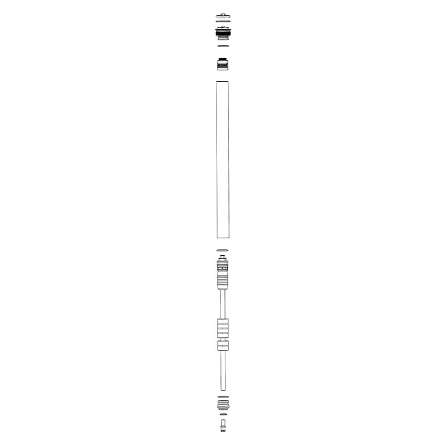 Conjunto de resorte neumático RockShox Solo (100-160 mm), tapa superior, espaciadores de recorrido del resorte, perno del eje, 35, plateado, A1