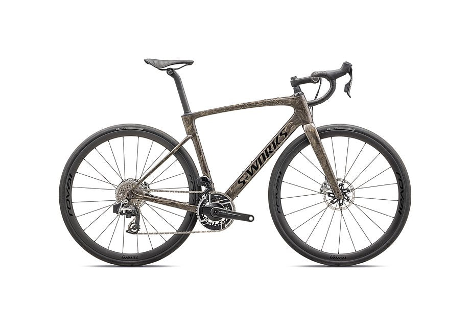 Bicicleta Specialized Roubaix S-Works etap 2025, color topo brillante/bronce metalizado, strata/carbón 61