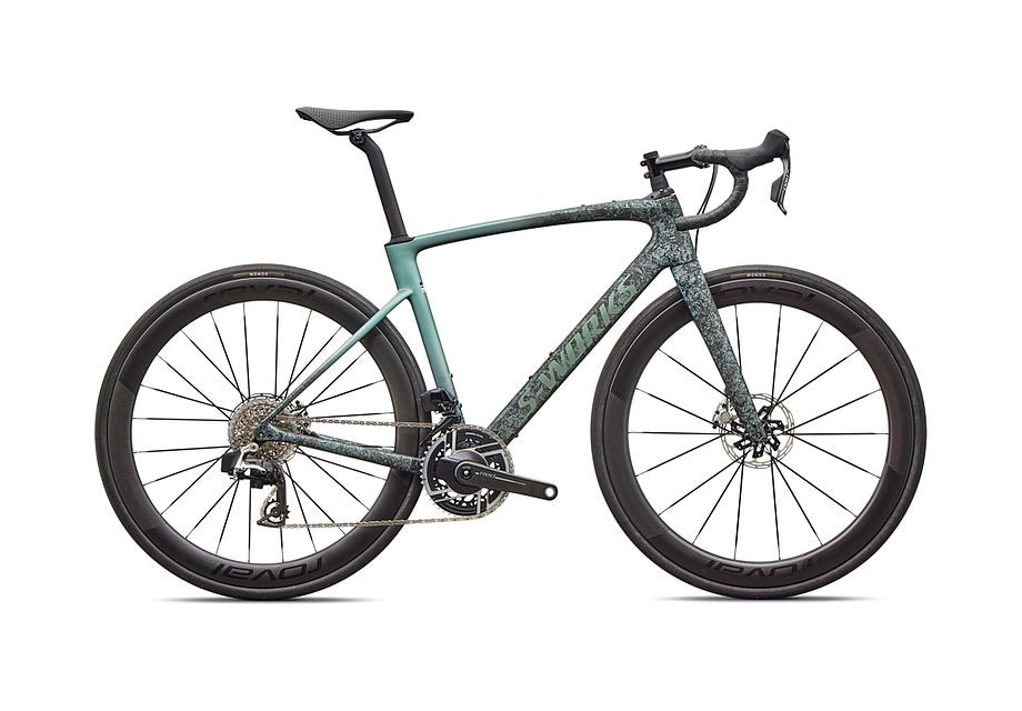 2026 Specialized Roubaix S-Works Axs Bike Satin Carbon/Fjord Metallic Dust Dry Impasto + Fade/Gloss Premium Fjord Metallic 44