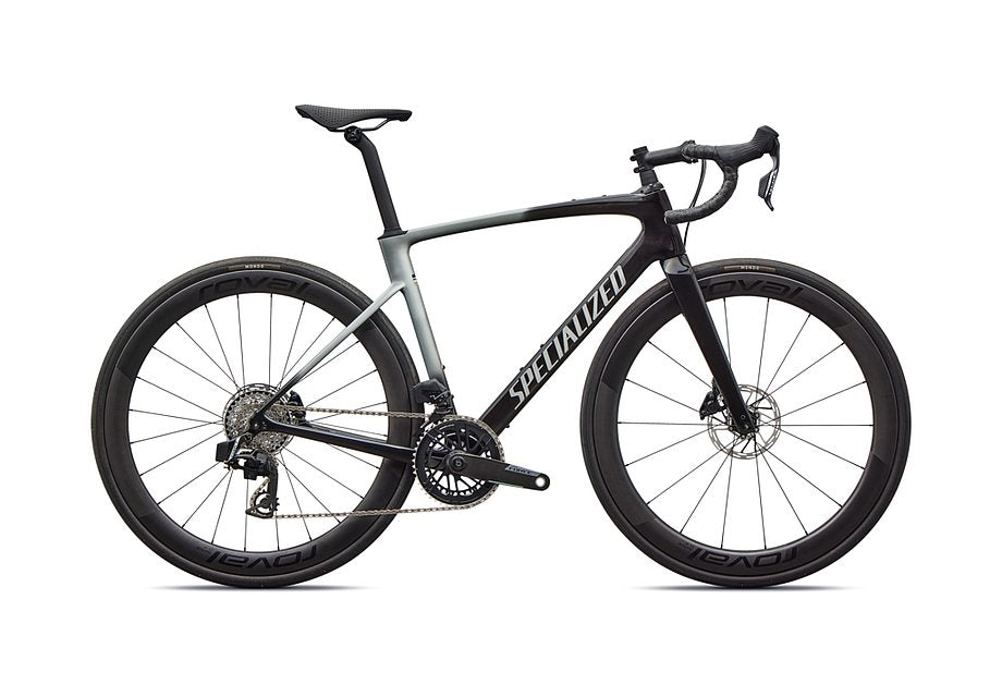 Bicicleta Specialized Roubaix Pro 2026, carbono brillante/plata sombra, 44