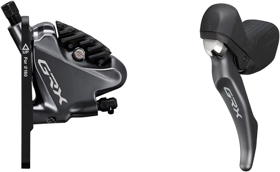 Maneta de freno de disco/maneta de tija de sillín Shimano GRX ST-RX810-LA/BR-RX810, control remoto (delantero, hidráulico, montaje plano, pastillas de resina, negro)