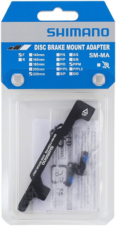 Adaptador de freno de disco Shimano SM-MA-F220P/PM: horquilla/cuadro de montaje posterior de 180 mm a disco de freno de disco de 220 mm